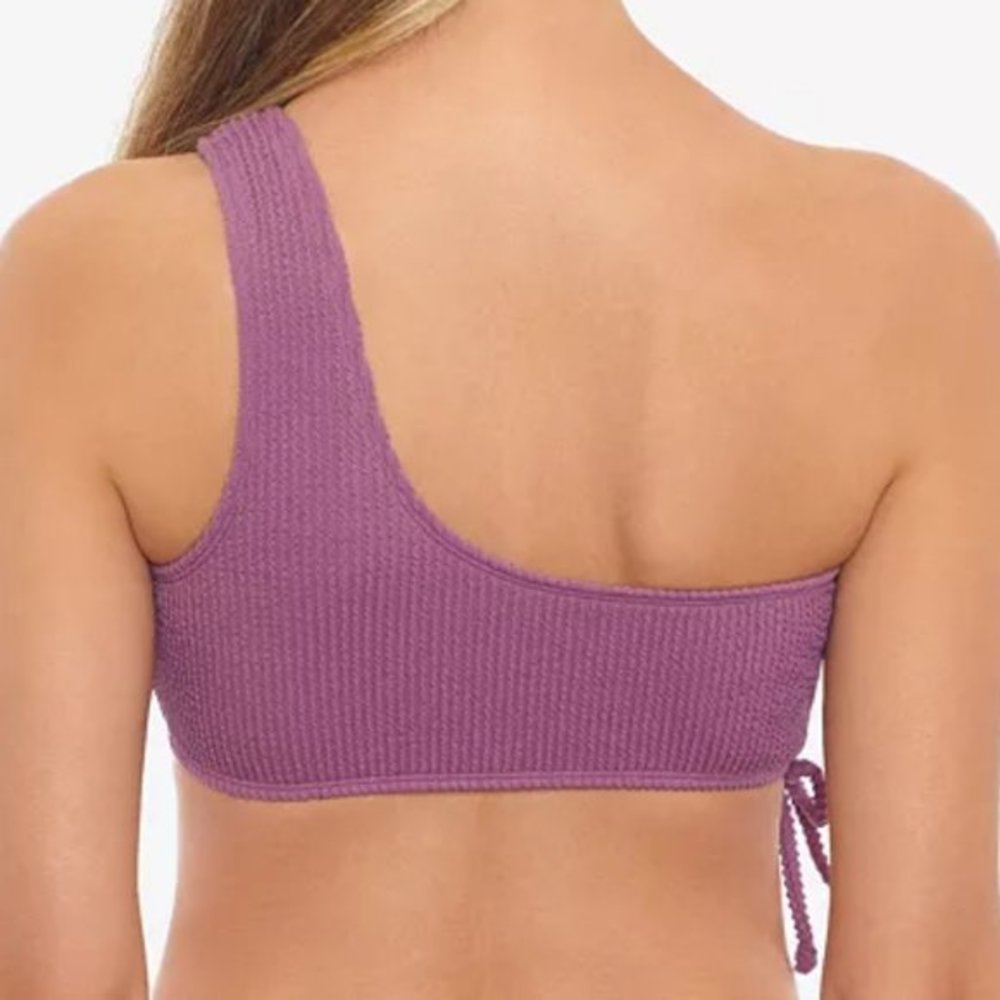 Salt + Cove Sandy Rib One-Shoulder Bikini Swim Top Mauve - Picture 6 of 15
